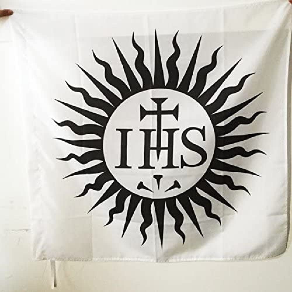 AZ FLAG - Society of Jesus Flag - 3x3 Ft - 100% Polyester Jesuit Banner with Sleeve - Fade Resistant - Vivid Colors - 3' x 3' Feet - 90x90 Cm