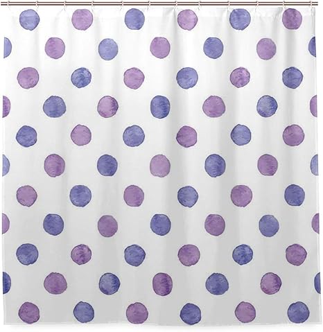 Amazon Kapanou防水 シャワーカーテン 紫色の水彩水玉プリント かわいいシャワーカーテン ユニットバス バスルーム 芸術の装飾 180cmx180cm バスフック付き 取り付け簡単 シャワーカーテン ホーム キッチン オンライン通販