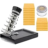 AEIMIAIDE Soldering Iron Holder Stand Solder Iron Base, with 15 Pcs Cleaning Sponge and 1 Pcs Brass Ball for Cleaning Solderi