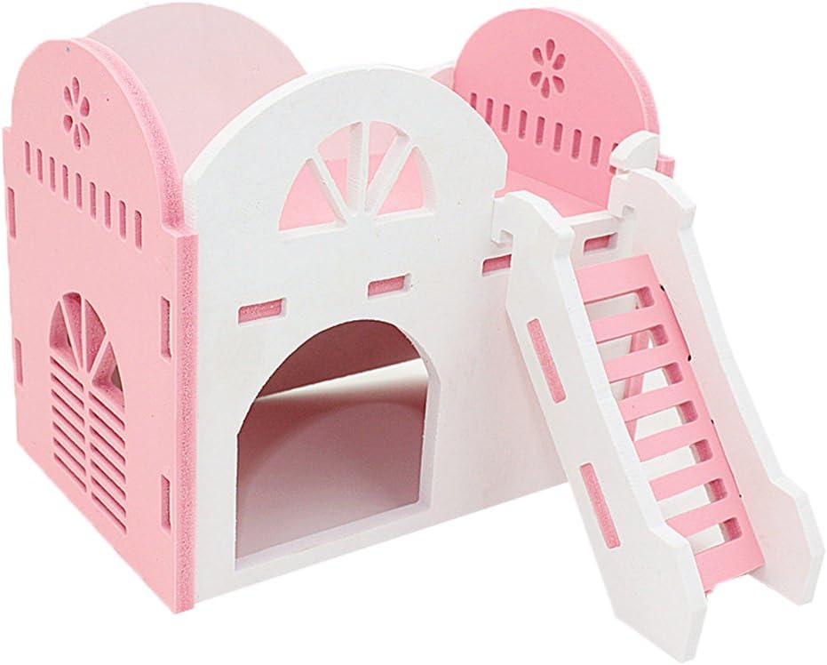 Painted Two-floor Small Pets Villa Small Size Pet House Available for four Seasons for Small Size Pets Hamster, Hedgehog, Chinchilla