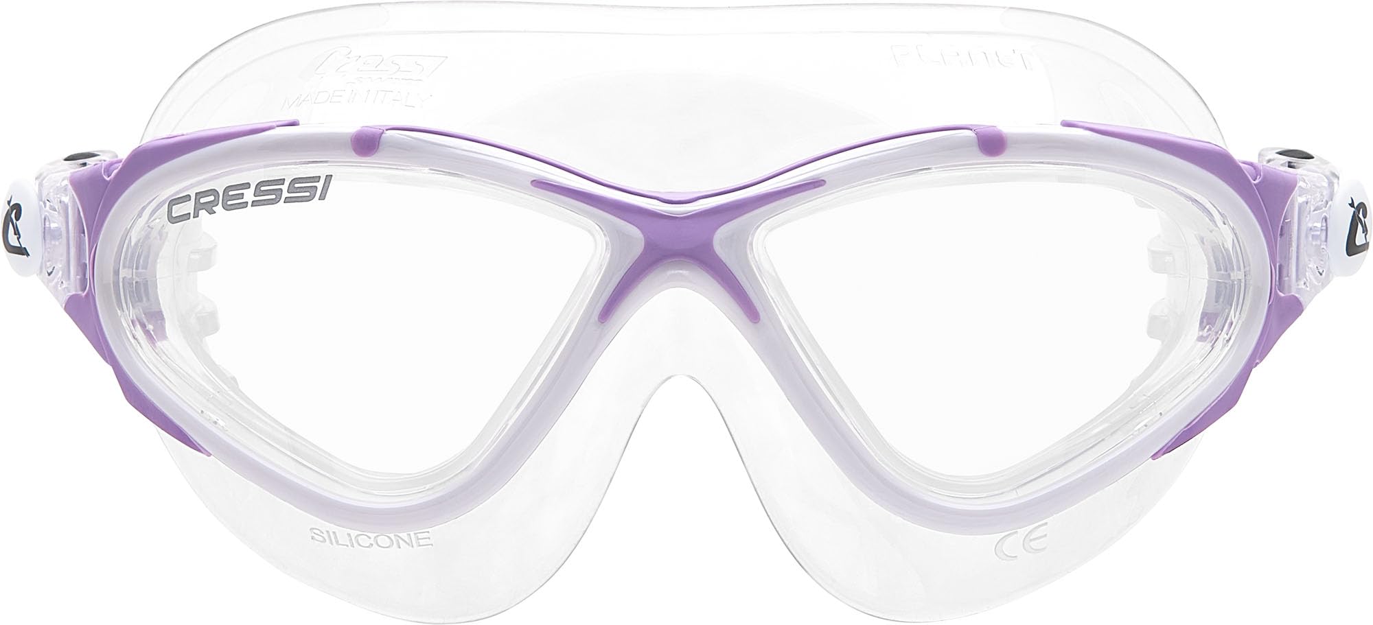 Cressi Planet Goggles Clear/Frame White Lilac - Premium Anti Fog Adult Swim Goggles Mask 100% Anti UV Clear/Frame White Lilac, One Size