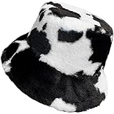 Yonchic Winter Soft Faux Fur Plush Bucket Hat, Lovely Fisherman Cap, Fashion Outdoor Thick Warm Sun Cap for Women