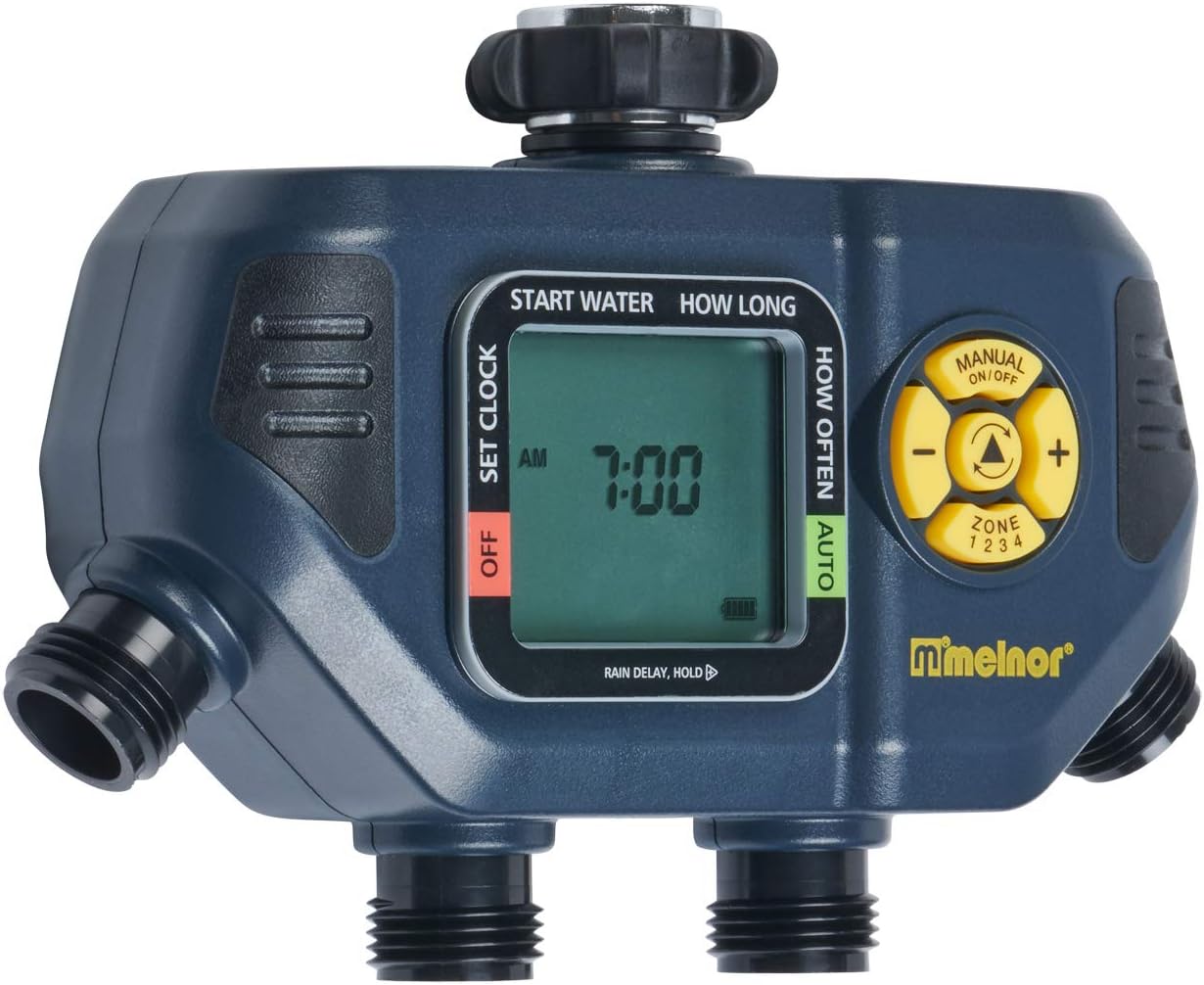 Melnor 65036-AMZ AquaTimer 4-Zone Digital Timer with 5 Stainless Steel Filter Washers Watering Set : Garden & Outdoor
