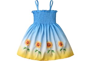 Swicedly Toddler Baby Girls Beach Casual Summer Dress One-Piece Suspenders Sleeveless A-line Dress