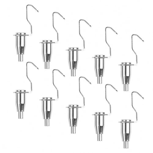 10pcs Metal Art Gallery Hanging Hooks – Adjustable Picture Rail Hangers for Professional Display System, Heavy Duty Moulding Hooks for Art, Photos & Wall Decor(Color:Silver)