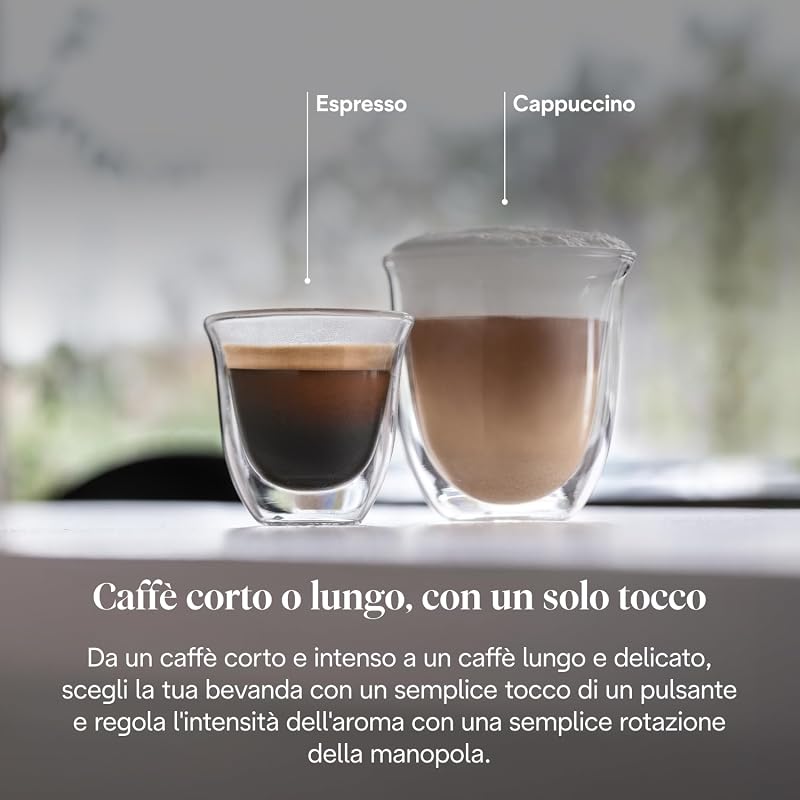 Magnifica S ECAM22.110.B, Macchina da caffè Automatica, Chicchi macinati al momento, 4 Bevande One Touch, Montalatte classico, Spegnimento Programmabile, Nero