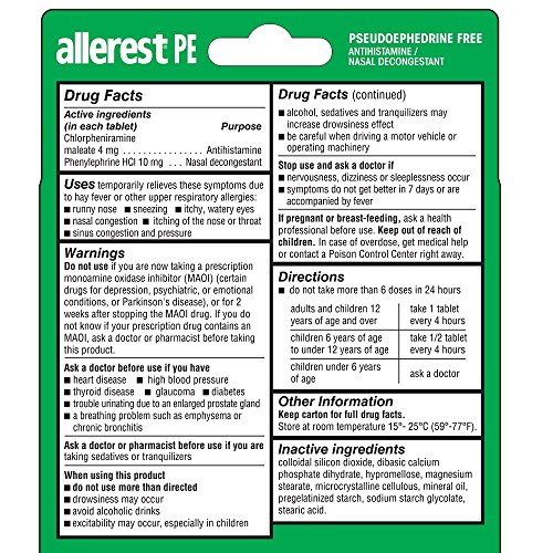 ALLEREST Pseudoephedrine Free Allergy and Sinus Relief Medication, 18