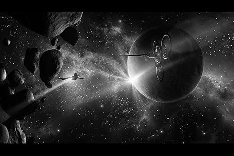 Amazon Co Jp 小惑星帯の壁紙近くの宇宙船 ファンタジー壁紙 白黒の キャンバス ステッカー 印刷 壁紙ポスター はがせるシール式 写真 特大 絵画 壁飾り60cmx40cm Home Kitchen