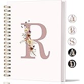 Lacama Pink Initial Letter R Notebook Journal, Customized Monogrammed Gifts, Aesthetic Wildflower Personalized Spiral Notebook, Birthday Gifts for Women, School Supplies, Office Supplies 5.5x8.3