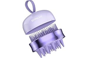 SHINLEA 2 in 1 Scalp Massager Hair Growth,Scalp Scrubber with Soft Silicone Bristles for Dandruff Removal,Shampoo Brush for Exfoliation,Head Massager for Both Wet and Dry Use (Purple) ﻿