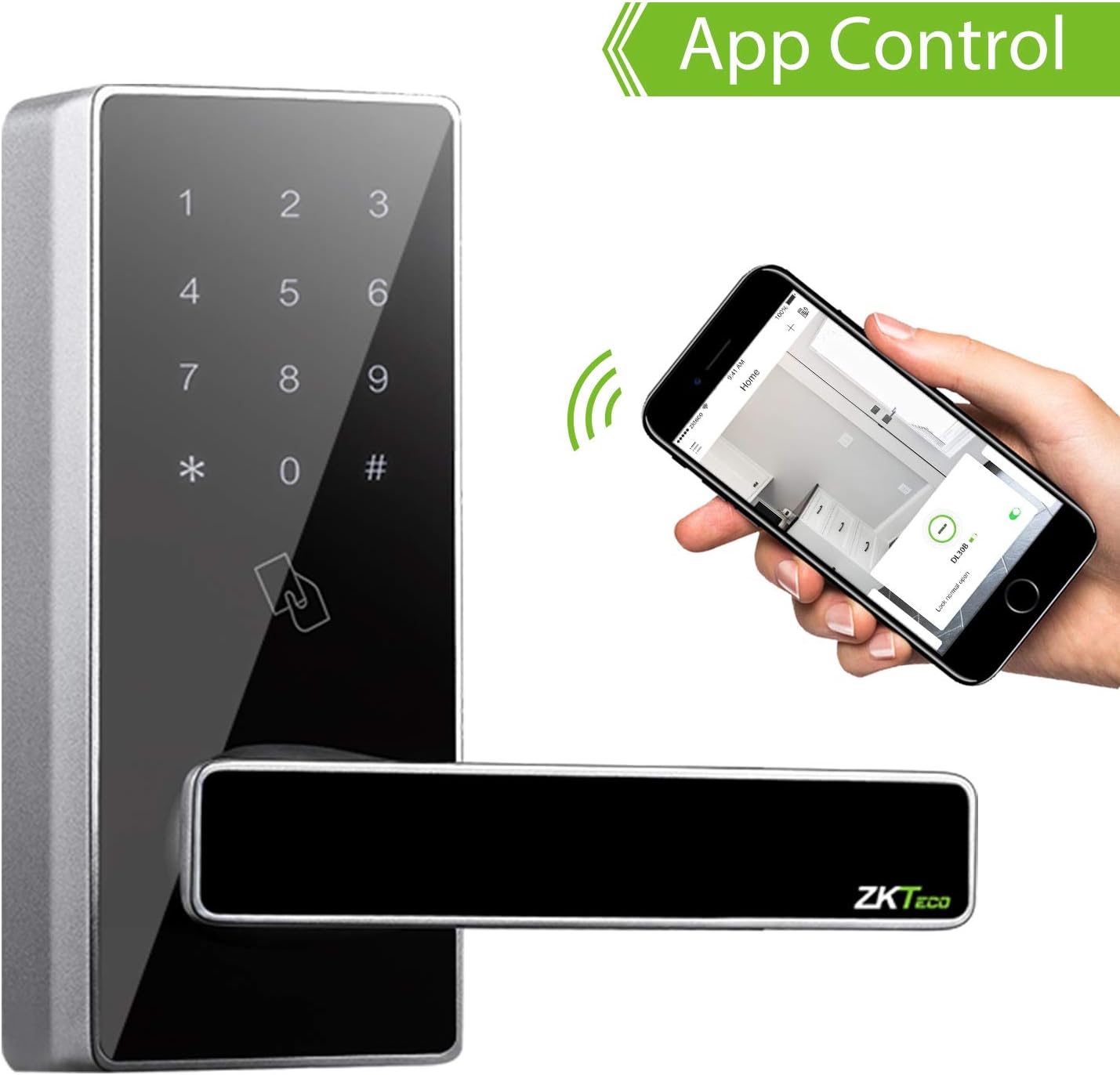 ZKTeco DL30B Keypad Lock Smart Lock Digital Lock, Touch Keypad with 5 RFID Cards, Bluetooth