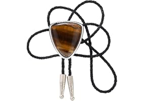 KDG Triangle Nature Agate Shape Bolo Tie Western Cowboy Celtic Black Stone Necktie For Men