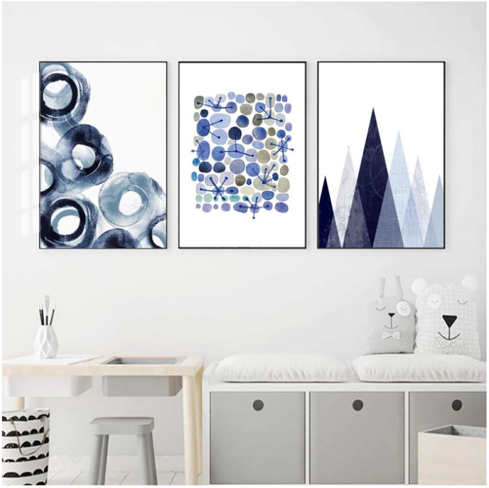 Círculos abstractos Carteles Acuarela Lienzo Pintura Azul marino