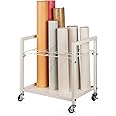 Cathyeen Blueprint Storage Rack and Holder - Metal Cart With Wheels, 12 Slots Roll File Holder for Home, Office, School - Poster and Architectural Storage (White)