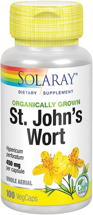 Solaray Organically Grown St. John's Wort Aerial 450mg | Herbal Support for Mood, Brain Health & Healthy Sleep | 100% Vegan, Non-GMO | 100ct: Health & Personal Care