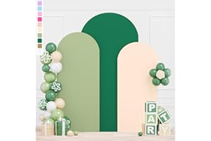 ROMANKAS Green Wedding Arch Cover Mixed Color Arch Backdrop Cover 7.2ft 6.6ft 6ft Set of 3 Spandex Fitted Wedding Arch Stand Covers Round Top Metal Arch Covers for Banquet Party Ceremony Decor