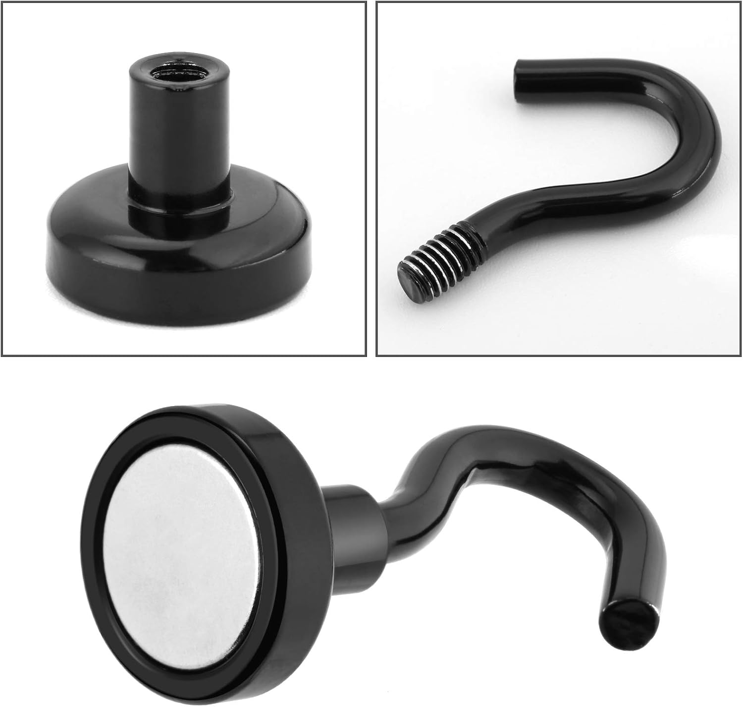 Hooks 8KG (18LBS) Hook,8PCS Black Hook Heavy Duty for Fridge Keys