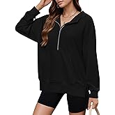 AIMILIA Women's Half Zip Hoodie, Y2K Oversized Sweatshirt with Pockets, Casual Loose Fit Pullover Tops, Fall Winter Outfits