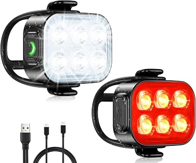 Glangeh Ultra Slim Bike Lights Front Rear 4+6 Modes IP65 USB-C