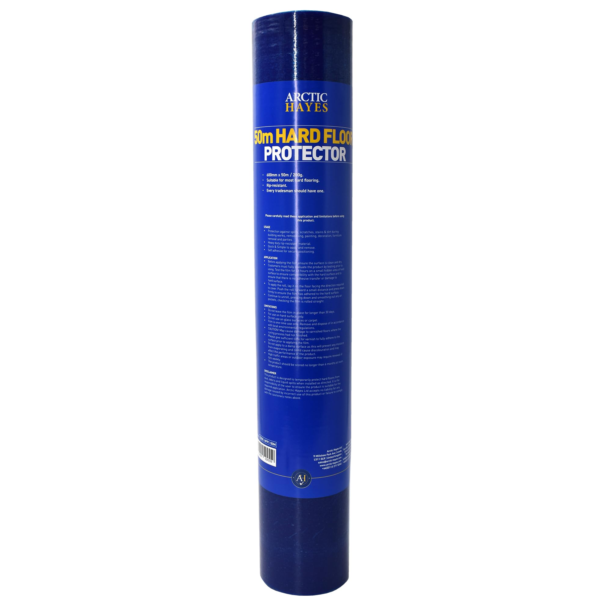 Arctic Hayes Premium Hard Floor Protector Roll, 60cm wide, 50m long, Blue