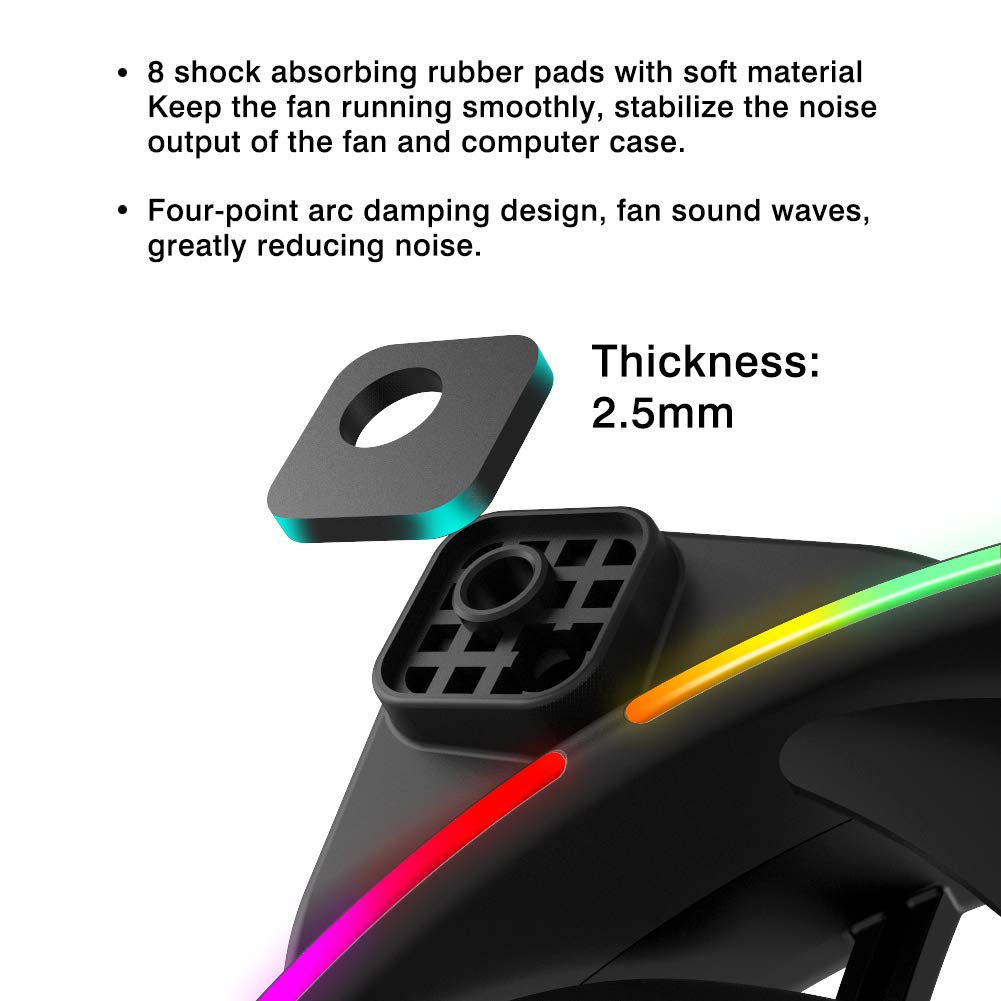 Pccooler 120mm Fan Moonlight Series, PC-3M120 RGB LED Computer Case Fan - PWM PC Cooling Fan - Dual Light Loop Quiet Fan/Multiple Light Modes with Controller for PC Cases, CPU Coolers (Multicolor)