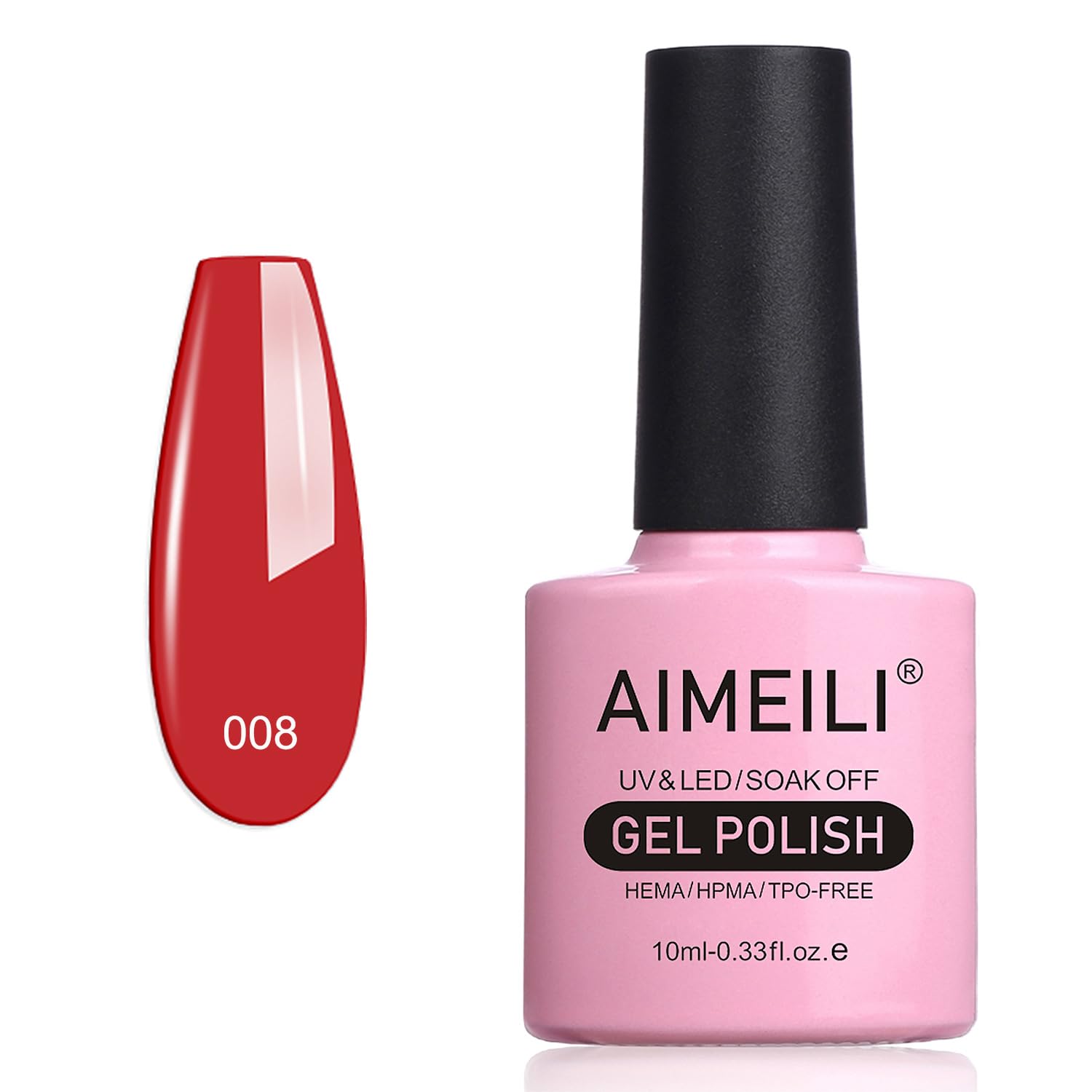 AIMEILI Soak Off UV LED Bright Red Gel Nail Polish - Hollywood (008) 10ml — image 1