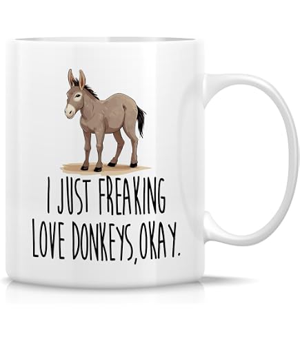 Donkey Watercolour Mug – White Ceramic 11 Oz, Dishwasher Safe, Funny Brew Crew Gifts For Coffee Or Beer Lovers