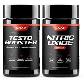 Snap Supplements Testo + Nitric Oxide Booster Bundle, 90 Caps Each | Testosterone Booster for Men, Nitric Oxide Supplements for Men, Supports Energy, Stamina, Circulation &amp; Healthy Testosterone