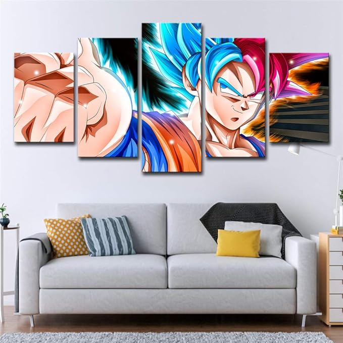 SUNSUUNY Leinwand Wandkunst Print Foto Dragon Ball Wukong Moderne 5 Stück Druck Leinwand In HD Kunstwerk Für Wohnzimmer Schla