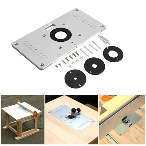 Pawaca Aluminum Router Table Insert Plate With 4 Rings And