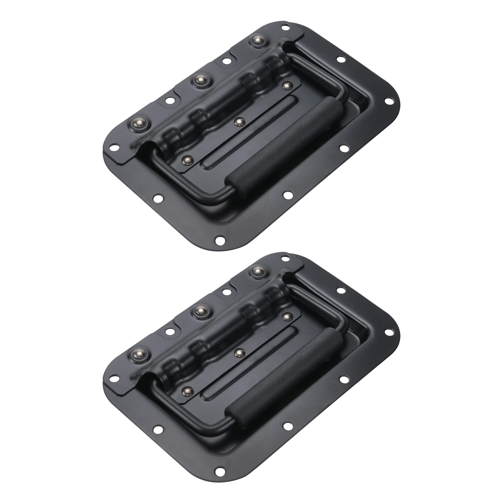 Photo 1 of Tsnamay 6.34Inch Black Spring Loaded Handle Heavy Duty Handle for Toolbox Chest Case with Rubber Grip Surface Mounted(2 Pack)