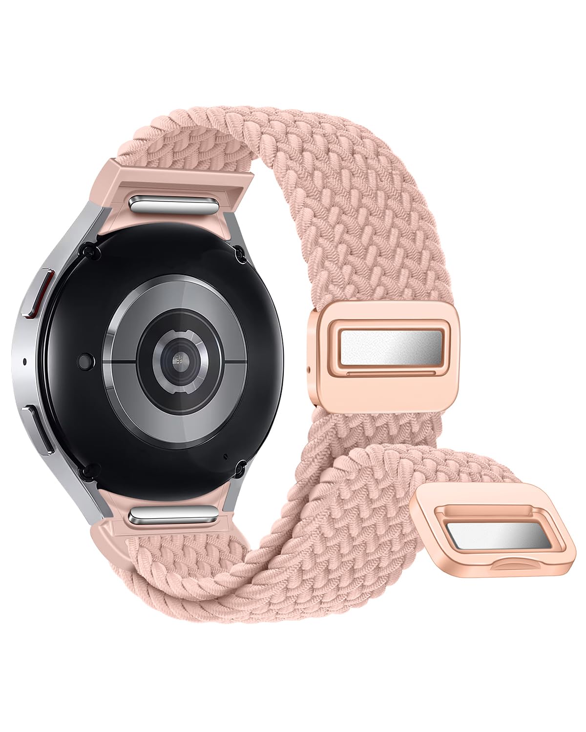 One Click No Gap Braided Bands Compatible with Samsung Galaxy Watch 7 6 4 5 FE Band 40mm 44mm/Galaxy Watch 6 4 Classic 47mm 43mm 42mm 46mm/Watch 5 Pro 45mm, 20mm Elastic Nylon Sport Strap Men Women