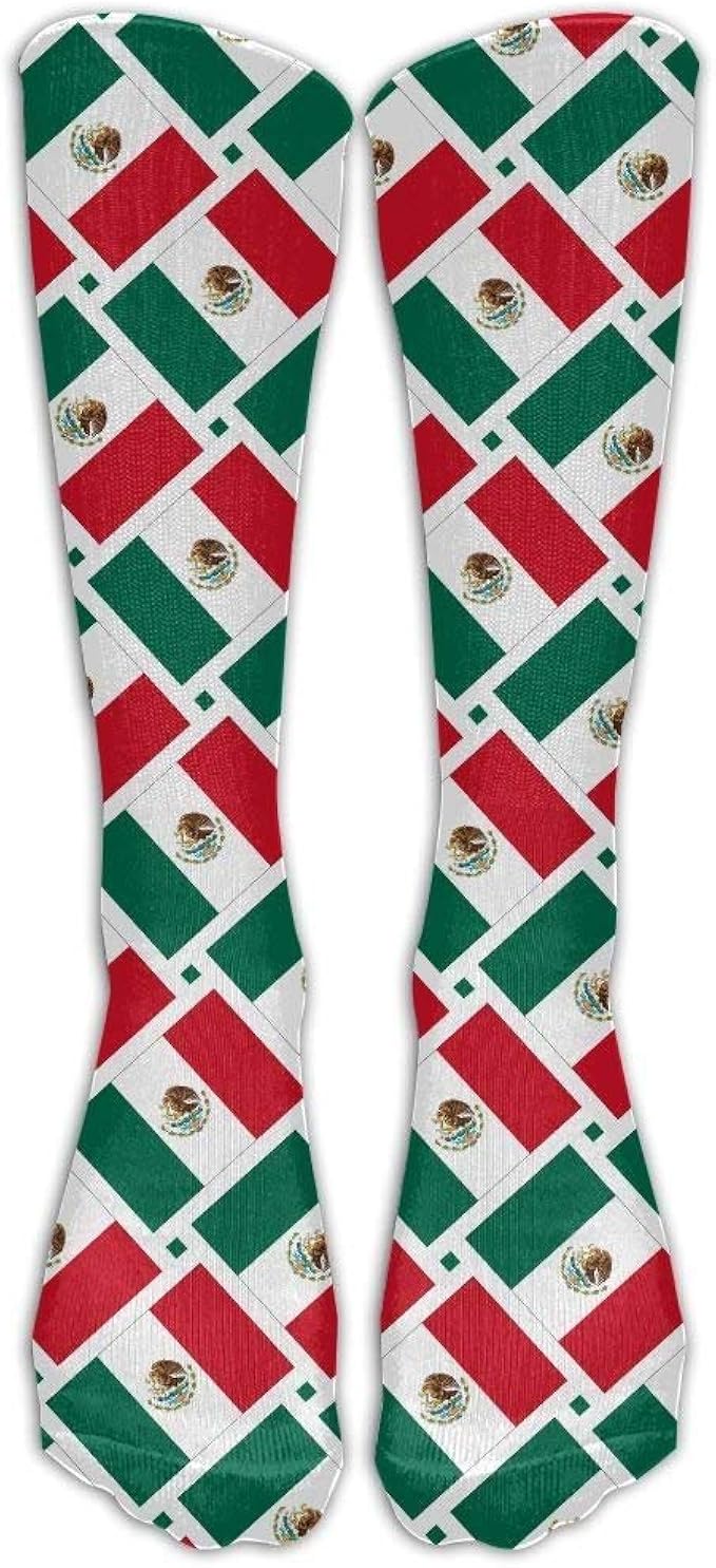 Mexico Flag Weave Compression Socks Soccer Socks High Socks
