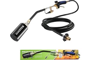 GAGITER Propane Torch Weed Burner Kit,Weed Torch 800,000 BTU Blow Torch with 9.8 FT Hose Heavy Duty Flamethrower with Turbo Trigger for Flame Weeding,Roofing, Melting Ice Snow (black)