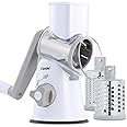 Geedel Rotary Cheese Grater, Kitchen Mandoline Vegetable Slicer with 3 Interchangeable Blades, Easy to Clean Rotary Grater Sl