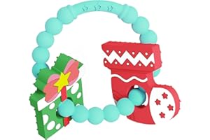 LITTLELAMB Christmas Baby Teething Ring Toys – Christmas Gift & Stocking Teethers for Newborns, Infants & Toddlers – Sensory Chew Bracelet for Teething Relief – Perfect Baby’s First Christmas Stocking Stuffers