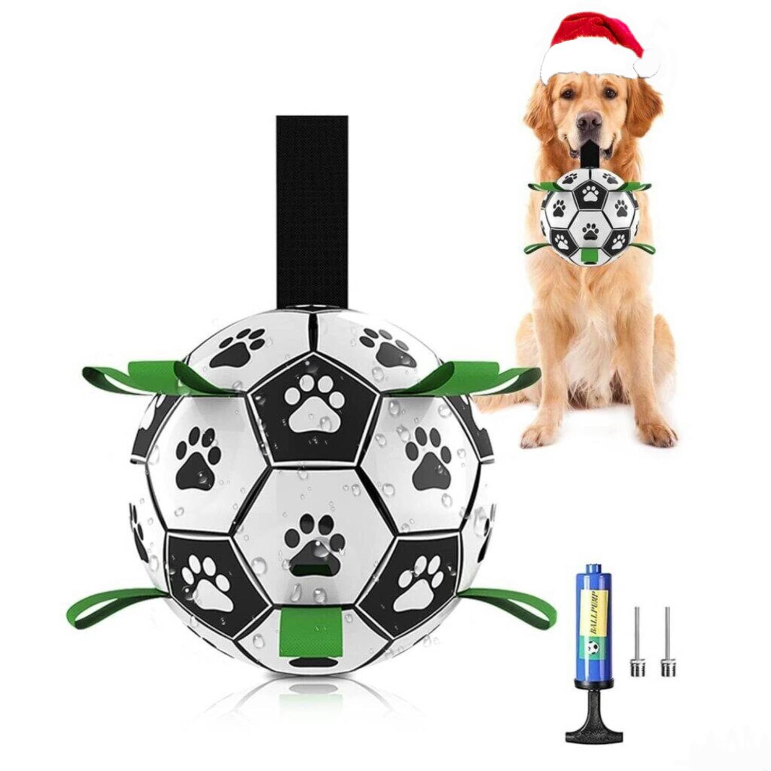 Dog Football with Grab Tabs, Interactive Dog Toy for Small & Medium Dogs, Includes Whistle & Air Pump, Durable Ball for Indoor & Outdoor (6 Inch)