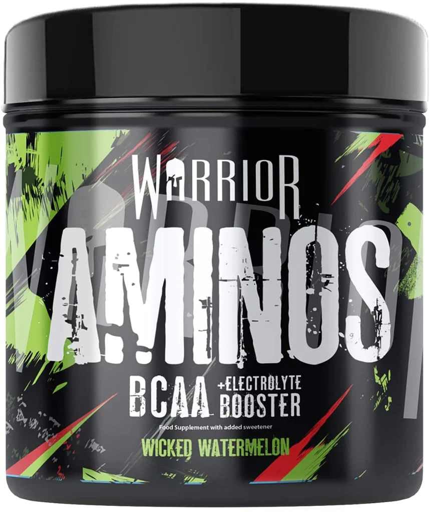 Warrior Aminos + Electrolyte Powder 360g - Amino Acid (BCAA) Hydration Formula for Performance & Recovery - Supplement for Intra or Post Workout - 30 Servings (Wicked Watermelon)