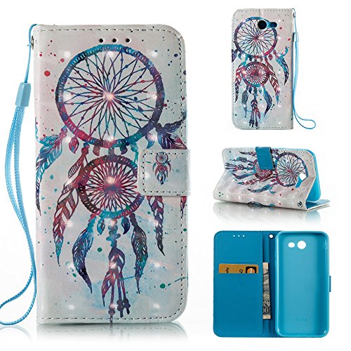 Galaxy J7 V Case Case Wallet/Samsung J7 Prime Case/J7 Sky Pro Case/J7 2017/J7 Perx/Galaxy Halo Case,Voanice Luxury PU Leather Card Slots Kickstand Flip Cover Protective&Stylus-Colorful Aeolian bells