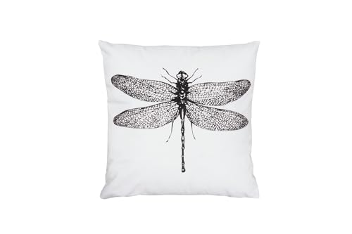 Sehlbach Cuscino con libellule, Bianco, 45 x 45 cm, Design elegante, Sfoderabile, Imbottitura inclusa, Atmosfera elegante