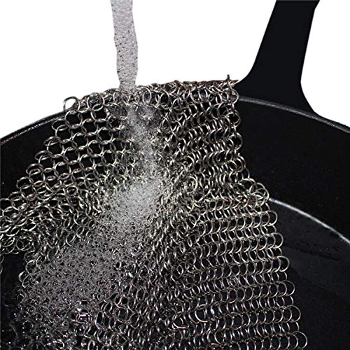 Cast Iron Cleaner Set 7” Circle Premium Stainless Steel Chainmail