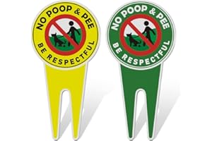 2 Pcs No Dog Poop Signs Yard Signs, 11.9 x 5.9 Inch No Pooping Dog Signs, Double Sided Please Be Respectful Sign for Yard Gar