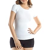 +MD Womens Undershirt Short Sleeve, Light Compression T-Shirt Tank Tops, Tummy Control Scoop Neck Basic Tee Camisole Seamless