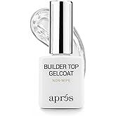 APR&Eacute;S Builder Top Gelcoat 15mL, High-Gloss Non-Wipe, HEMA &amp; TPO-Free Self-Leveling Builder Gel for Gel-X Nail Extensions, Smooths, Strengthens &amp; Seals Nail Art