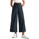 CRZ YOGA Lightweight Wide Leg Cropped Pants for Women 25" - Casual Travel Work Sweatpants Summer