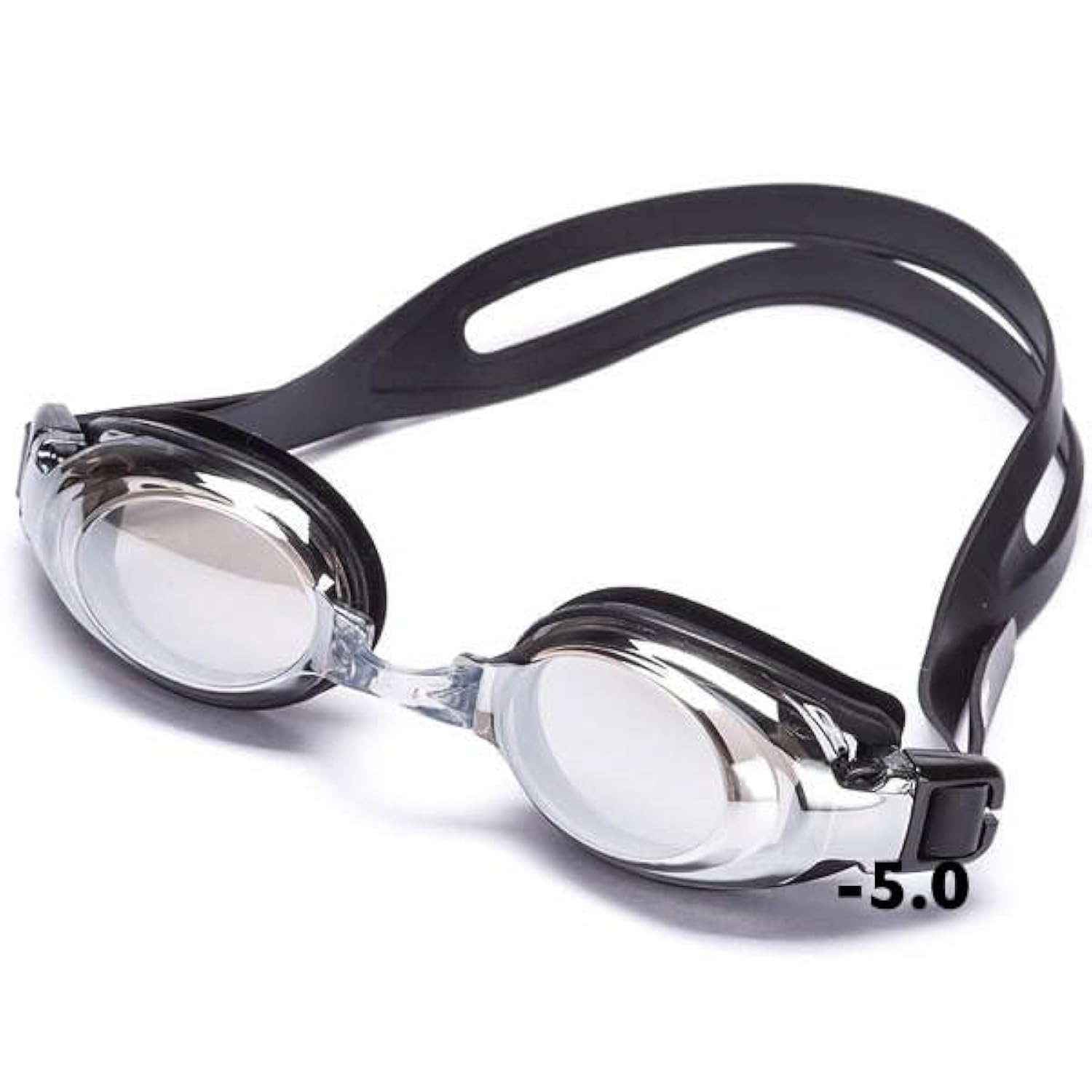 Premium Optical Swimming Goggle - with choice of Silver Mirror or Grey Tinted Lens (Silver Mirror Lens. Minus 5.0)