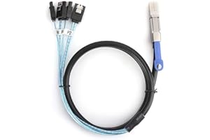 Tgoon SFF-8644 to 4 x SATA Cable, 36 Pin HD MiniSAS to SATA Data Transmission Line, H0402 Mini SAS Cable Mini External Server