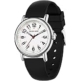 GOLDEN HOUR Waterproof Nurse Watch for Medical Professionals, Students Women Men - Military Time Luminouse Easy Read Dial, 24 Hour with Second Hand, Colorful Silicone Band