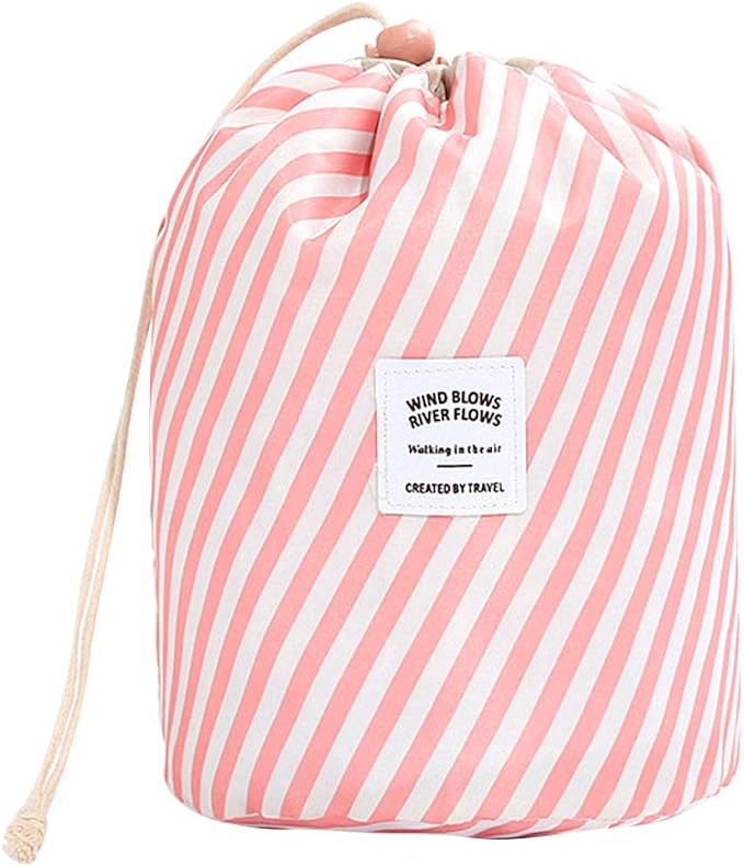 Drawstring Toiletry Bag Lazy Cosmetic Make up Bag Barrel Shaped