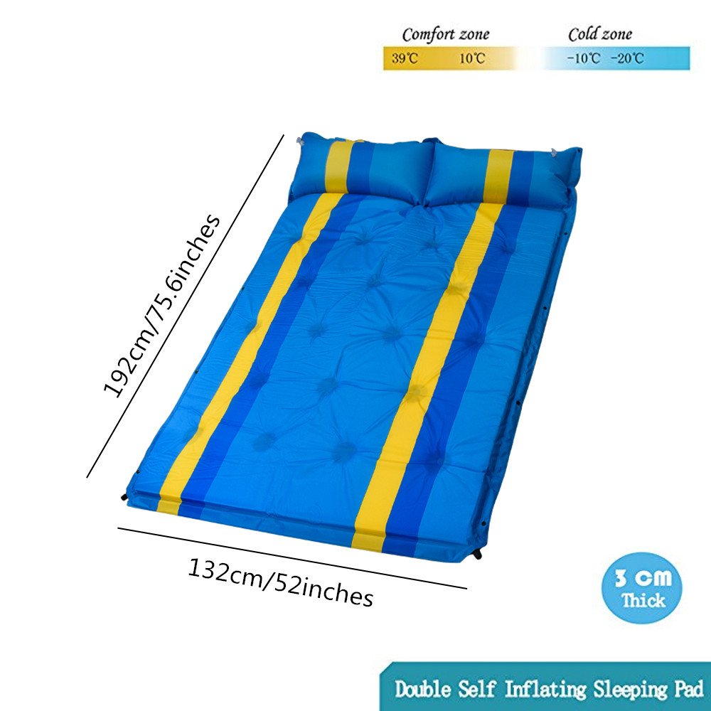 Pantan Double Self-Inflating Air Sleeping Pad, Outdoor Convenient Waterproof Splicing Sleeping Mat with Inflatable Pillow for Camping and Hiking